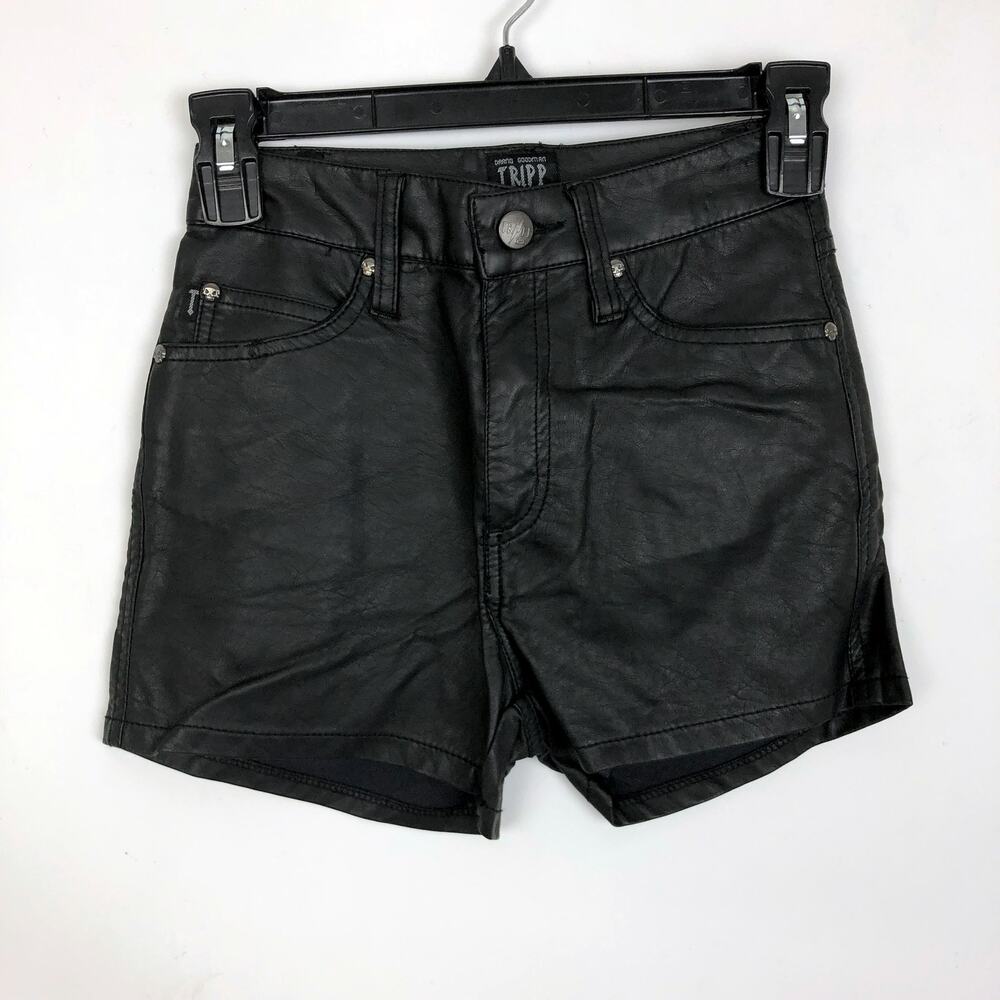 Tripp NYC Womens Shorts Size 25 1 Black Faux Leather Y2K Hot Topic Goth